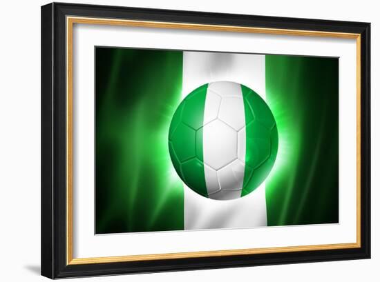Soccer Football Ball with Nigeria Flag-daboost-Framed Premium Giclee Print