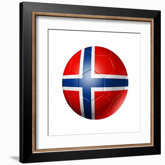 Soccer Football Ball With Norway Flag-daboost-Framed Art Print