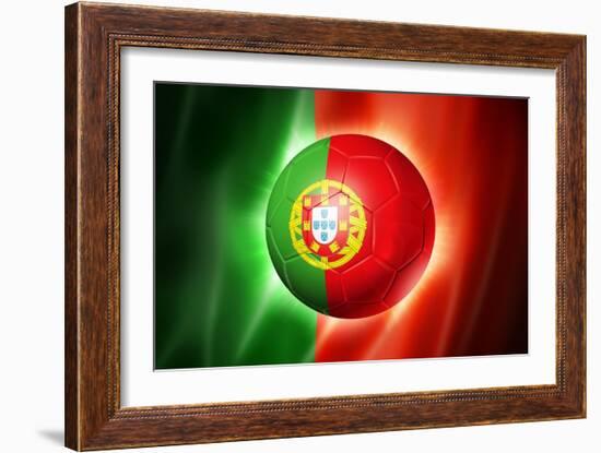 Soccer Football Ball with Portugal Flag-daboost-Framed Art Print