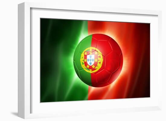 Soccer Football Ball with Portugal Flag-daboost-Framed Art Print