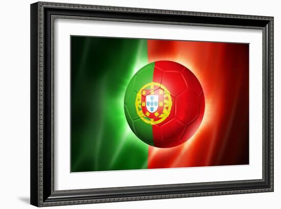 Soccer Football Ball with Portugal Flag-daboost-Framed Art Print