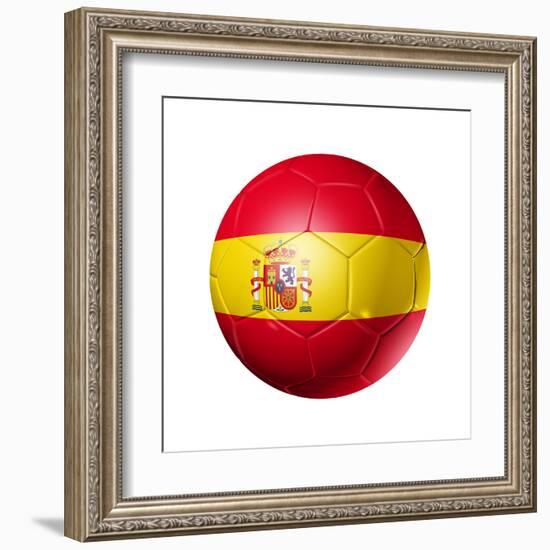 Soccer Football Ball With Spain Flag-daboost-Framed Art Print