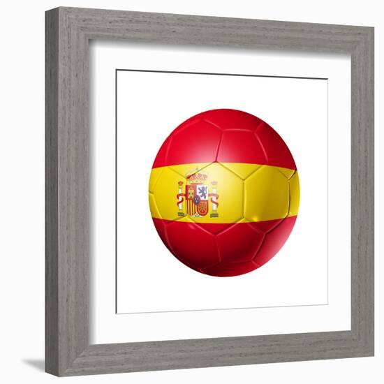 Soccer Football Ball With Spain Flag-daboost-Framed Art Print