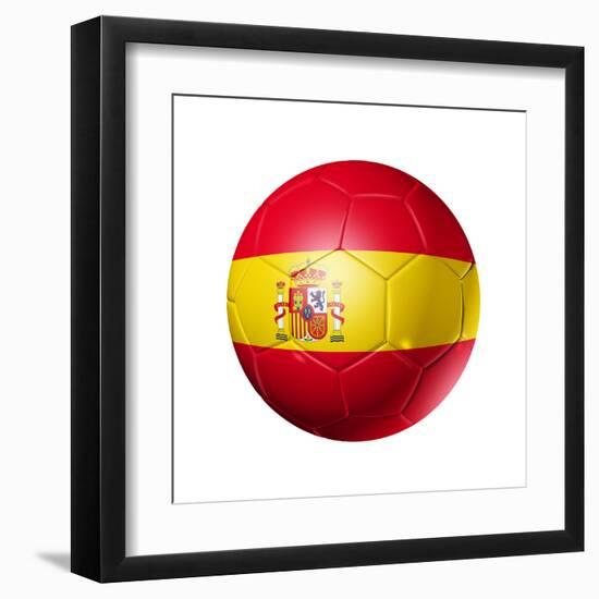 Soccer Football Ball With Spain Flag-daboost-Framed Art Print