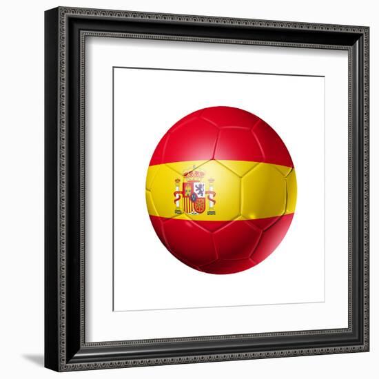 Soccer Football Ball With Spain Flag-daboost-Framed Art Print