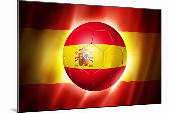 Soccer Football Ball with Spain Flag-daboost-Mounted Art Print