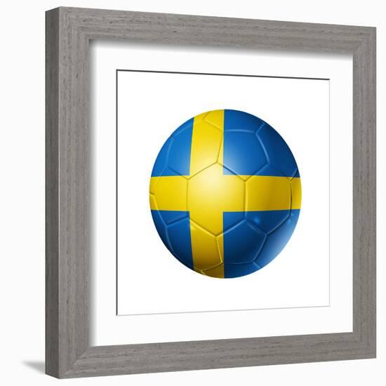 Soccer Football Ball With Sweden Flag-daboost-Framed Art Print