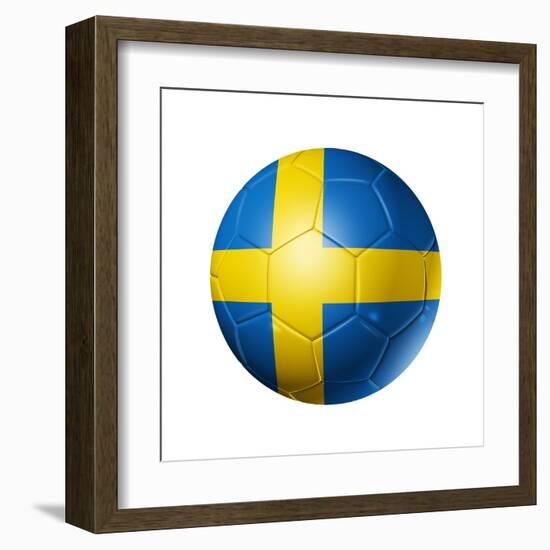 Soccer Football Ball With Sweden Flag-daboost-Framed Art Print