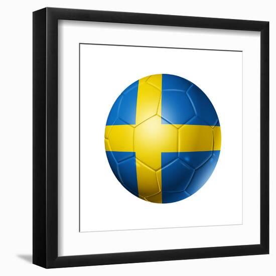 Soccer Football Ball With Sweden Flag-daboost-Framed Art Print