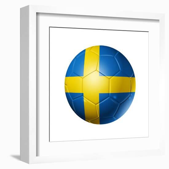 Soccer Football Ball With Sweden Flag-daboost-Framed Art Print