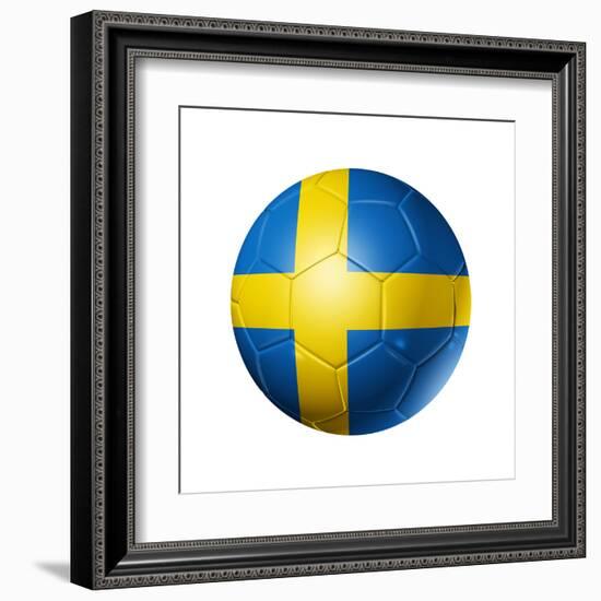 Soccer Football Ball With Sweden Flag-daboost-Framed Art Print