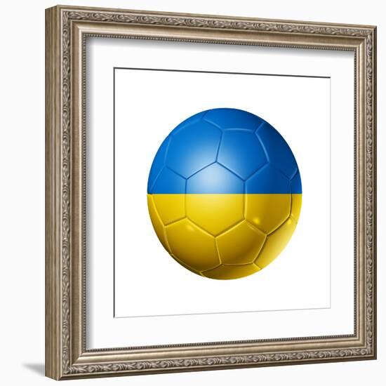 Soccer Football Ball With Ukraine Flag-daboost-Framed Art Print