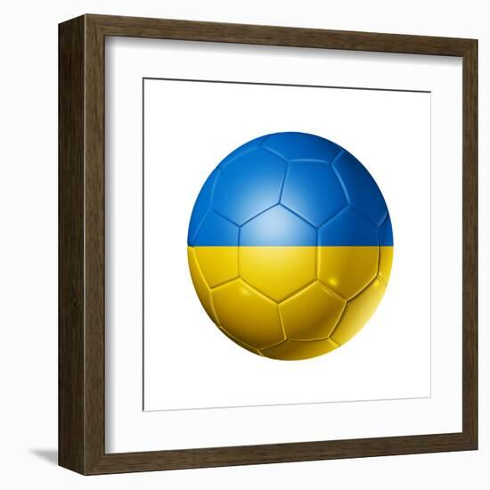 Soccer Football Ball With Ukraine Flag-daboost-Framed Art Print