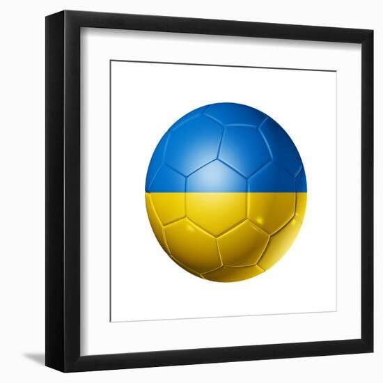 Soccer Football Ball With Ukraine Flag-daboost-Framed Art Print