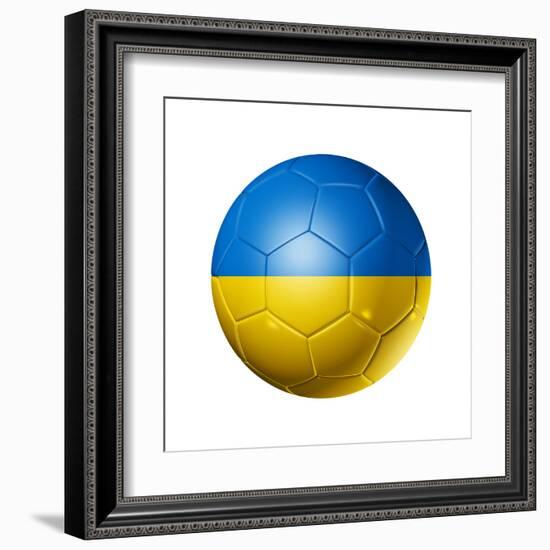 Soccer Football Ball With Ukraine Flag-daboost-Framed Art Print