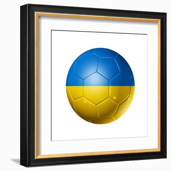 Soccer Football Ball With Ukraine Flag-daboost-Framed Art Print