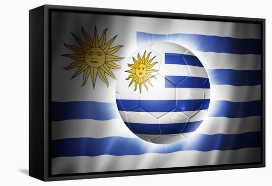 Soccer Football Ball with Uruguay Flag-daboost-Framed Stretched Canvas