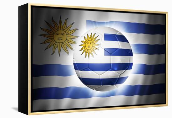 Soccer Football Ball with Uruguay Flag-daboost-Framed Stretched Canvas