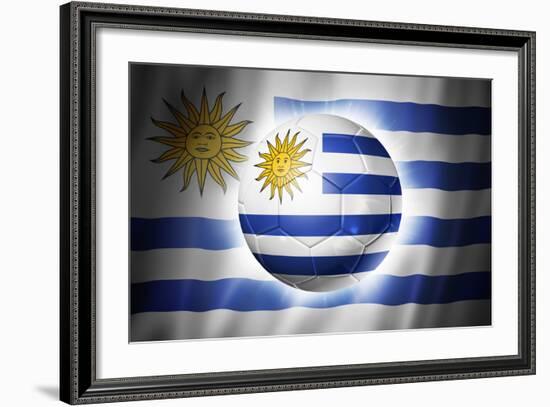 Soccer Football Ball with Uruguay Flag-daboost-Framed Art Print