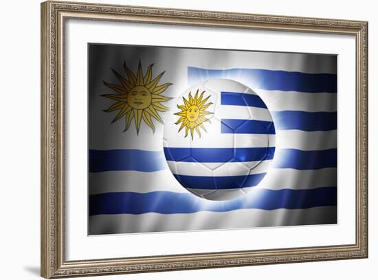 Soccer Football Ball with Uruguay Flag-daboost-Framed Art Print