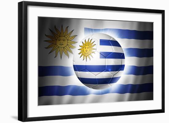 Soccer Football Ball with Uruguay Flag-daboost-Framed Art Print