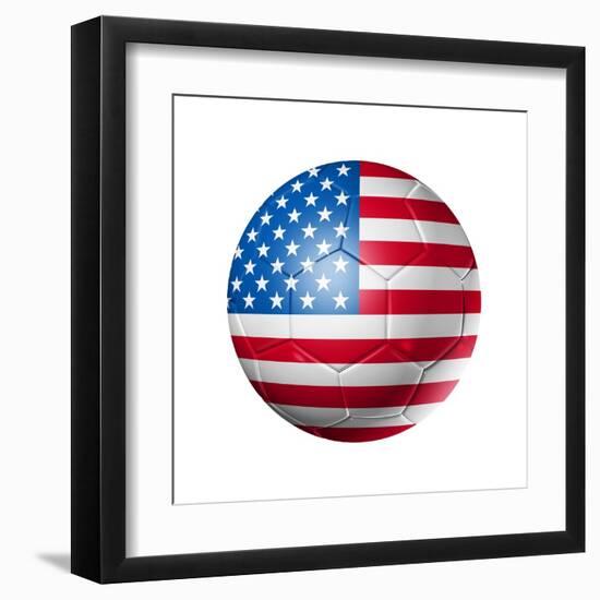 Soccer Football Ball With Usa Flag-daboost-Framed Art Print