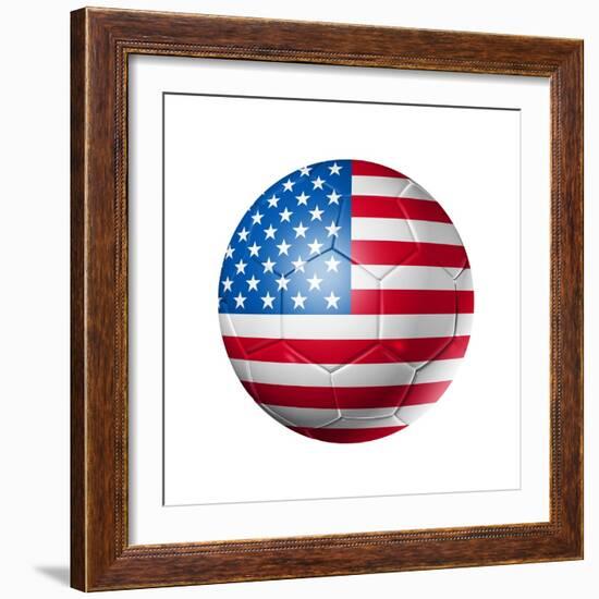 Soccer Football Ball With Usa Flag-daboost-Framed Art Print