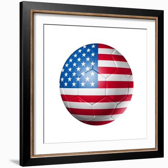 Soccer Football Ball With Usa Flag-daboost-Framed Art Print