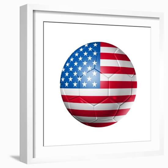 Soccer Football Ball With Usa Flag-daboost-Framed Art Print