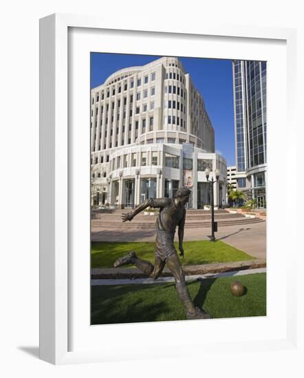 Soccer Monument in City Hall Plaza, Orlando, Florida, United States of America, North America-Richard Cummins-Framed Photographic Print