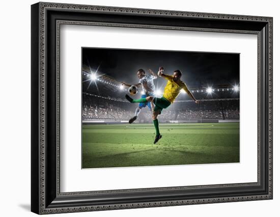 Soccer Players Fighting for Ball . Mixed Media-Sergey Nivens-Framed Photographic Print