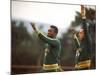 Soccer Star Pele and Teammates Loosen Up before a Practice Prior to World Cup Competition-null-Mounted Premium Photographic Print
