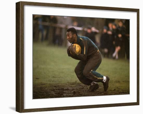 Soccer Star Pele in Action During a Practice for the World Cup Competition-Art Rickerby-Framed Premium Photographic Print