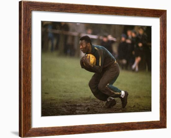 Soccer Star Pele in Action During a Practice for the World Cup Competition-Art Rickerby-Framed Premium Photographic Print