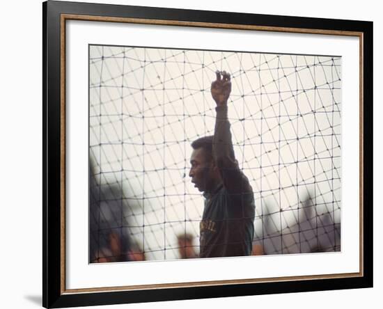 Soccer Star Pele in Action During a Practice for the World Cup Competition-null-Framed Premium Photographic Print