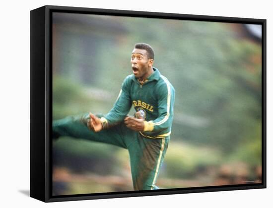 Soccer Star Pele in Action During Practice Prior to World Cup Competition-Art Rickerby-Framed Premier Image Canvas