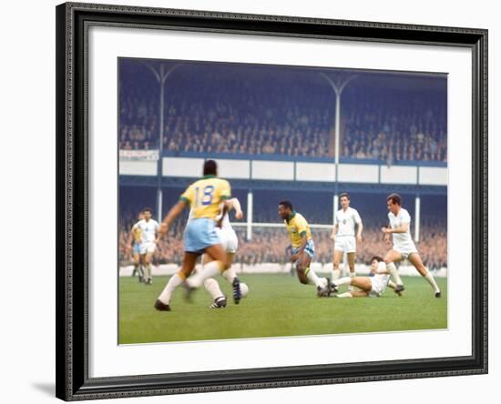 Soccer Star Pele in Action During World Cup Competition-null-Framed Premium Photographic Print