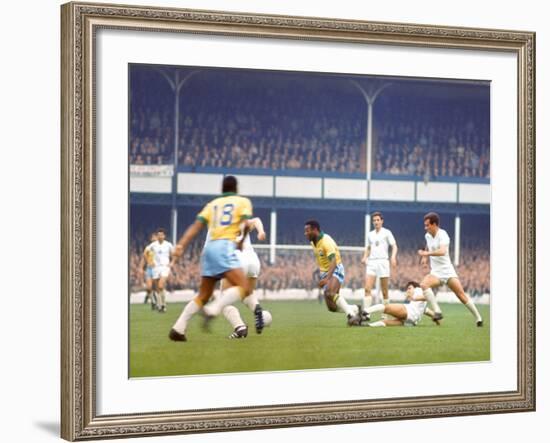 Soccer Star Pele in Action During World Cup Competition-null-Framed Premium Photographic Print