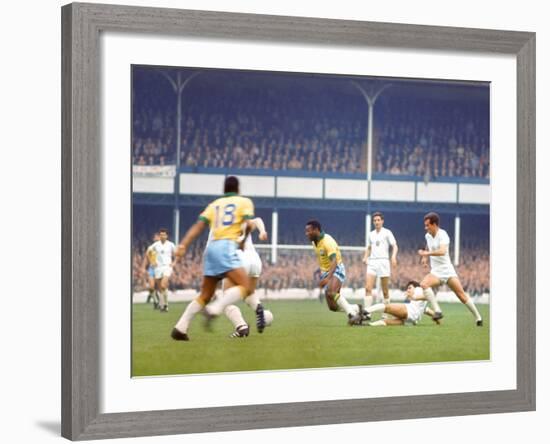 Soccer Star Pele in Action During World Cup Competition-null-Framed Premium Photographic Print