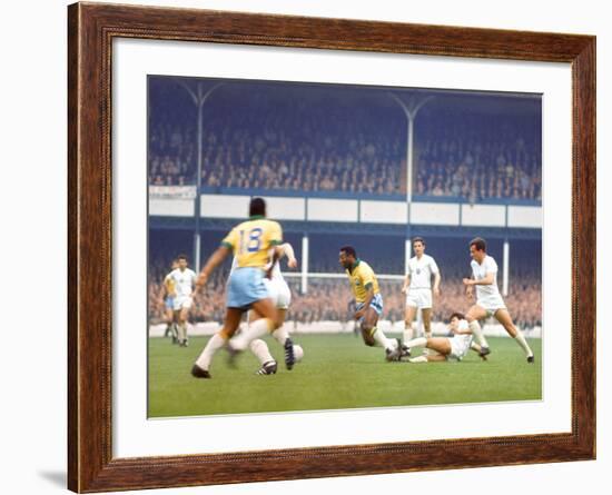 Soccer Star Pele in Action During World Cup Competition-null-Framed Premium Photographic Print