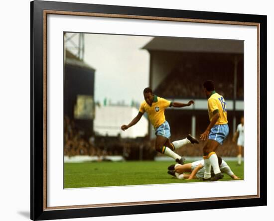 Soccer Star Pele in Action During World Cup Competition-null-Framed Premium Photographic Print