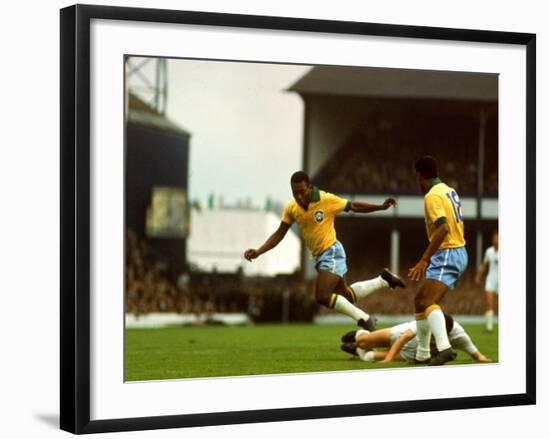 Soccer Star Pele in Action During World Cup Competition-null-Framed Premium Photographic Print