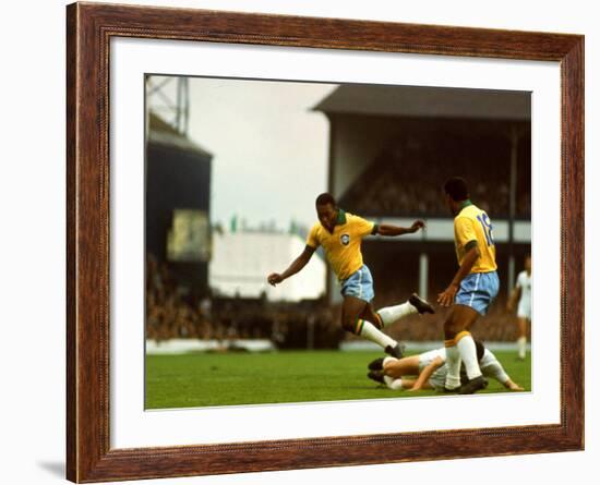 Soccer Star Pele in Action During World Cup Competition-null-Framed Premium Photographic Print