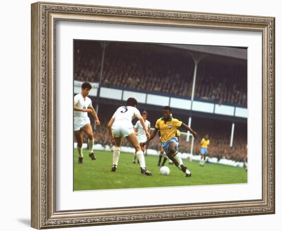 Soccer Star Pele in Action During World Cup Competition-null-Framed Premium Photographic Print