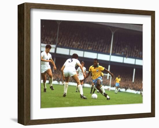 Soccer Star Pele in Action During World Cup Competition-null-Framed Premium Photographic Print