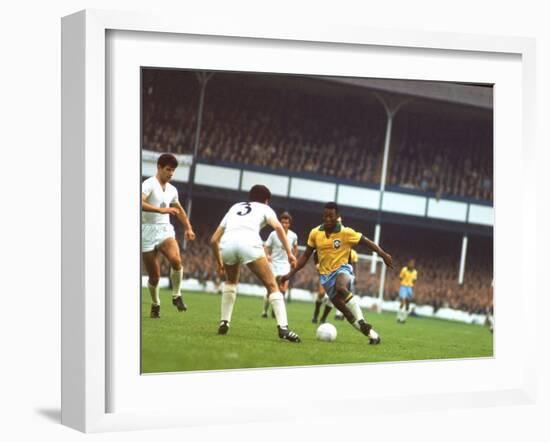 Soccer Star Pele in Action During World Cup Competition-null-Framed Premium Photographic Print