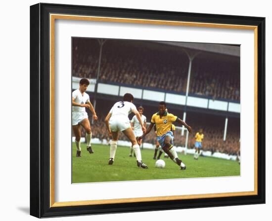 Soccer Star Pele in Action During World Cup Competition-null-Framed Premium Photographic Print