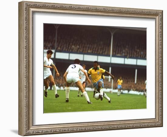 Soccer Star Pele in Action During World Cup Competition-null-Framed Premium Photographic Print