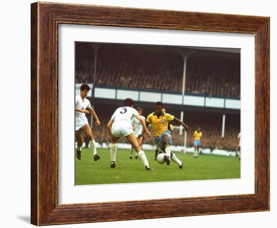 Soccer Star Pele in Action During World Cup Competition-null-Framed Premium Photographic Print