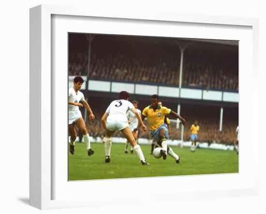 Soccer Star Pele in Action During World Cup Competition-null-Framed Premium Photographic Print